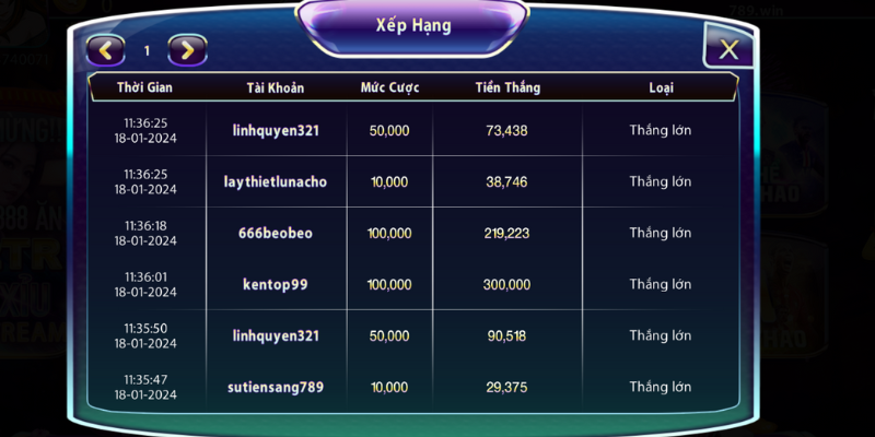 Các tính năng trong minigame cao thấp 789Club