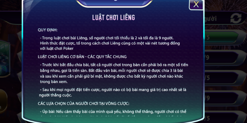 luật chơi liêng 789Club chi tiết