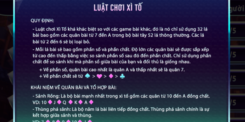 luật chơi xì tố 789Club 